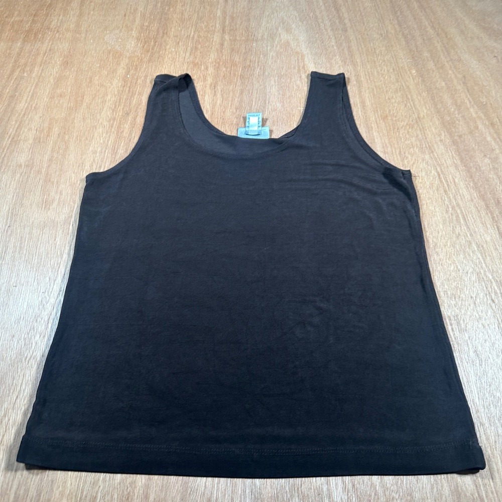 Chico's Travelers Tank Top Women Size 2 Dark Brown Layering Scoop Neck